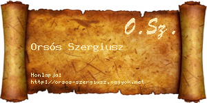 Orsós Szergiusz névjegykártya